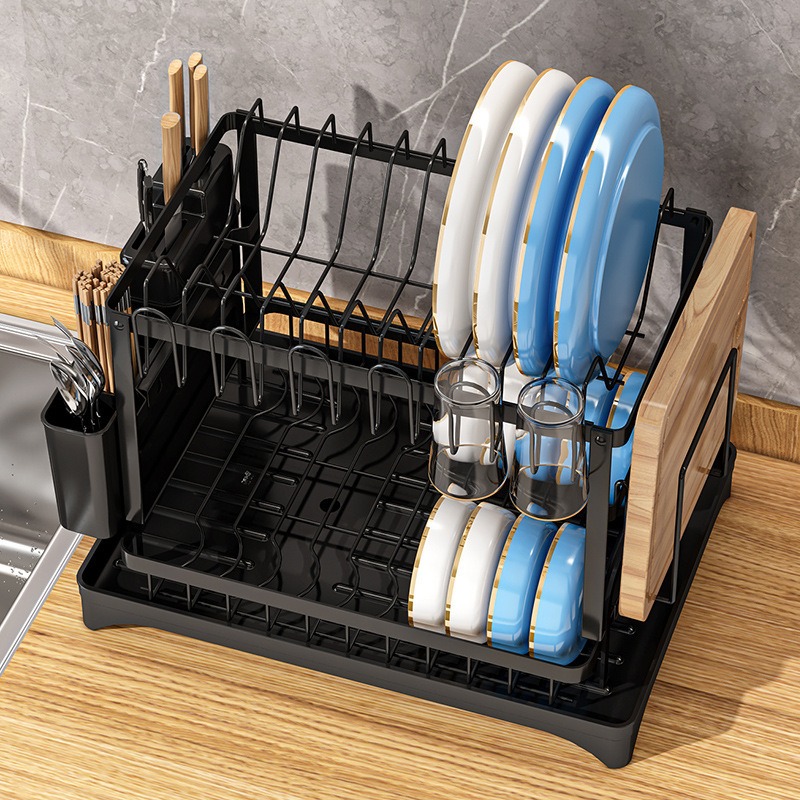 Commercial Kitchen Floor Drain - Double-layer large-capacity dish drain rack |