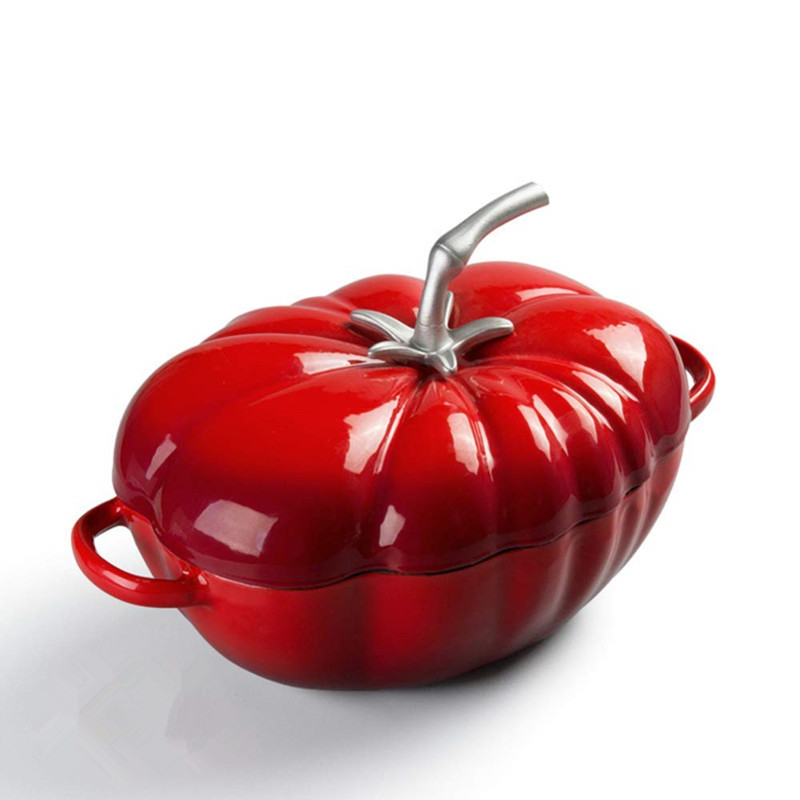 Soup Kettle Warmer - 25cm Tomato Enameled Cast Iron Dutch