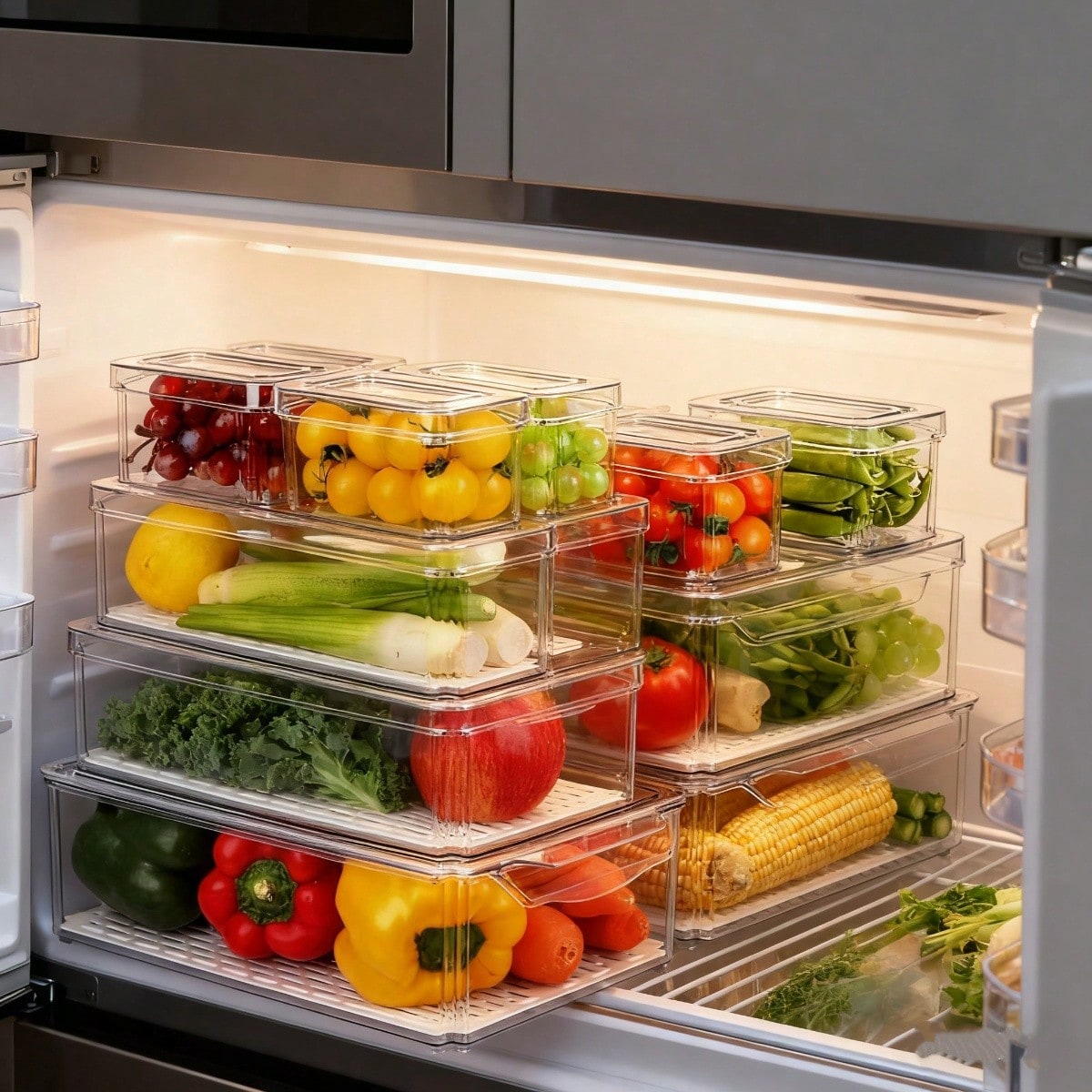 Commercial Kitchen Floor Drain - 7 Pack Stackable Refrigerator Organizer Bins