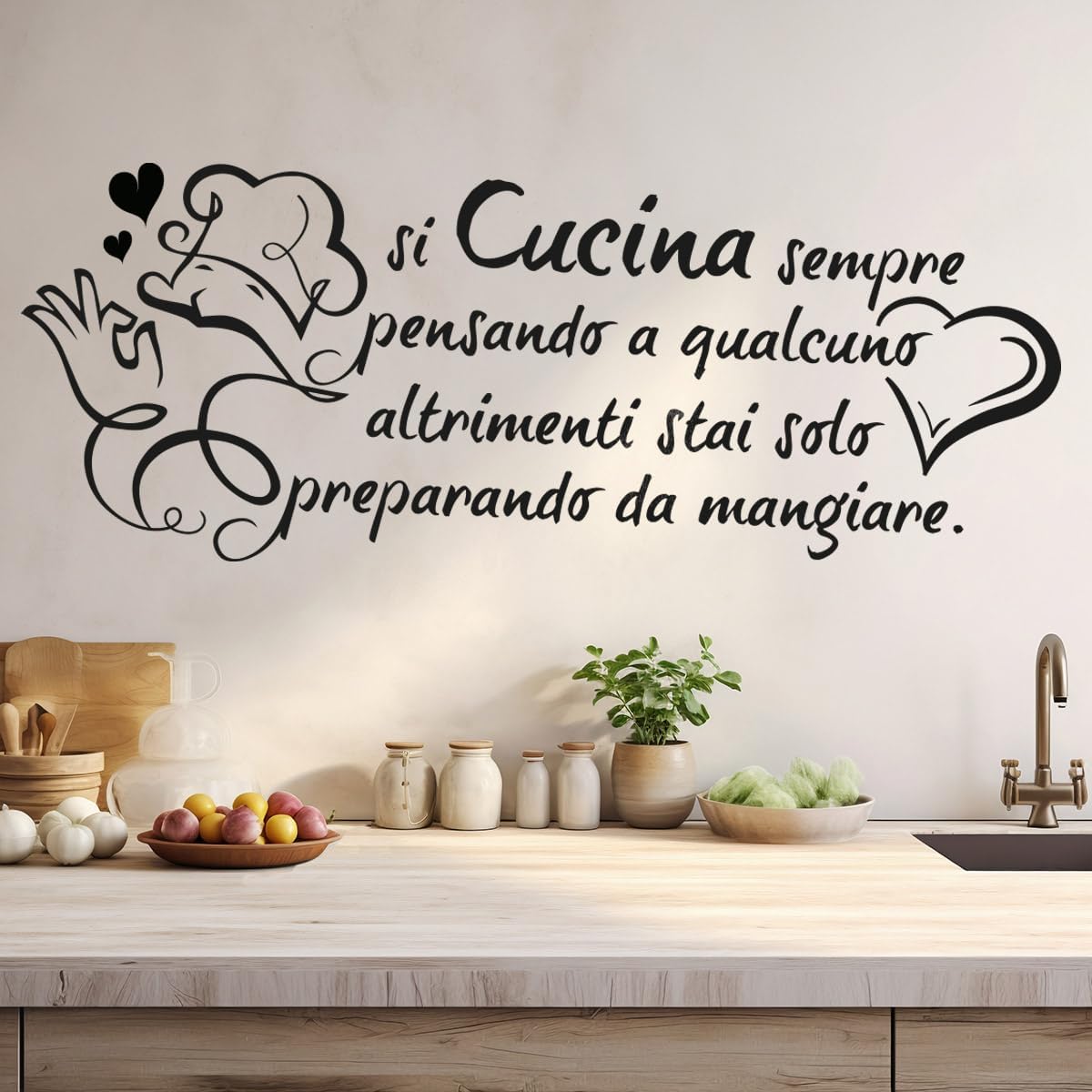 Commercial Kitchen Wall - French Italian Kitchen Cook Love Quote