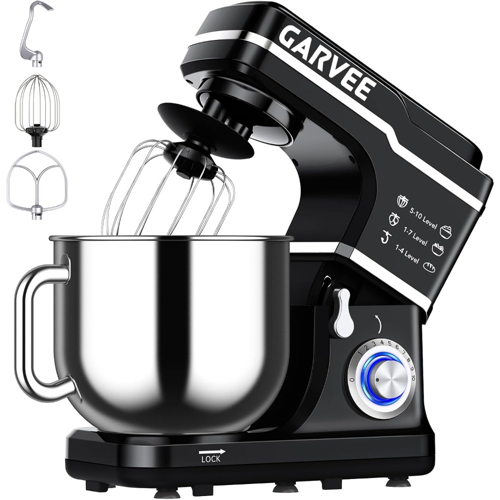 Commercial Kitchen Mixers Dough Mixer - Garvee 110-120V, 60hz 6.7L Stainless Steel