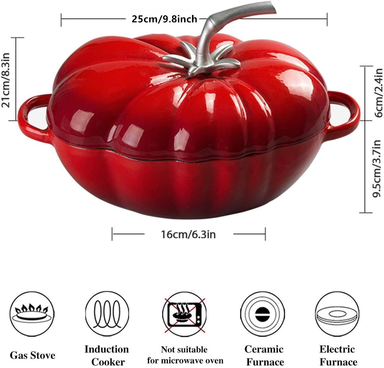 25cm Tomato Enameled Cast Iron - đánh giá và giá Soup Kettle Warmer