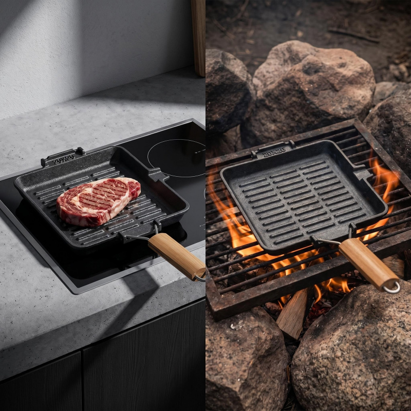 Cast Iron Skillet Square and R - đánh giá và giá Soup Kettle Warmer