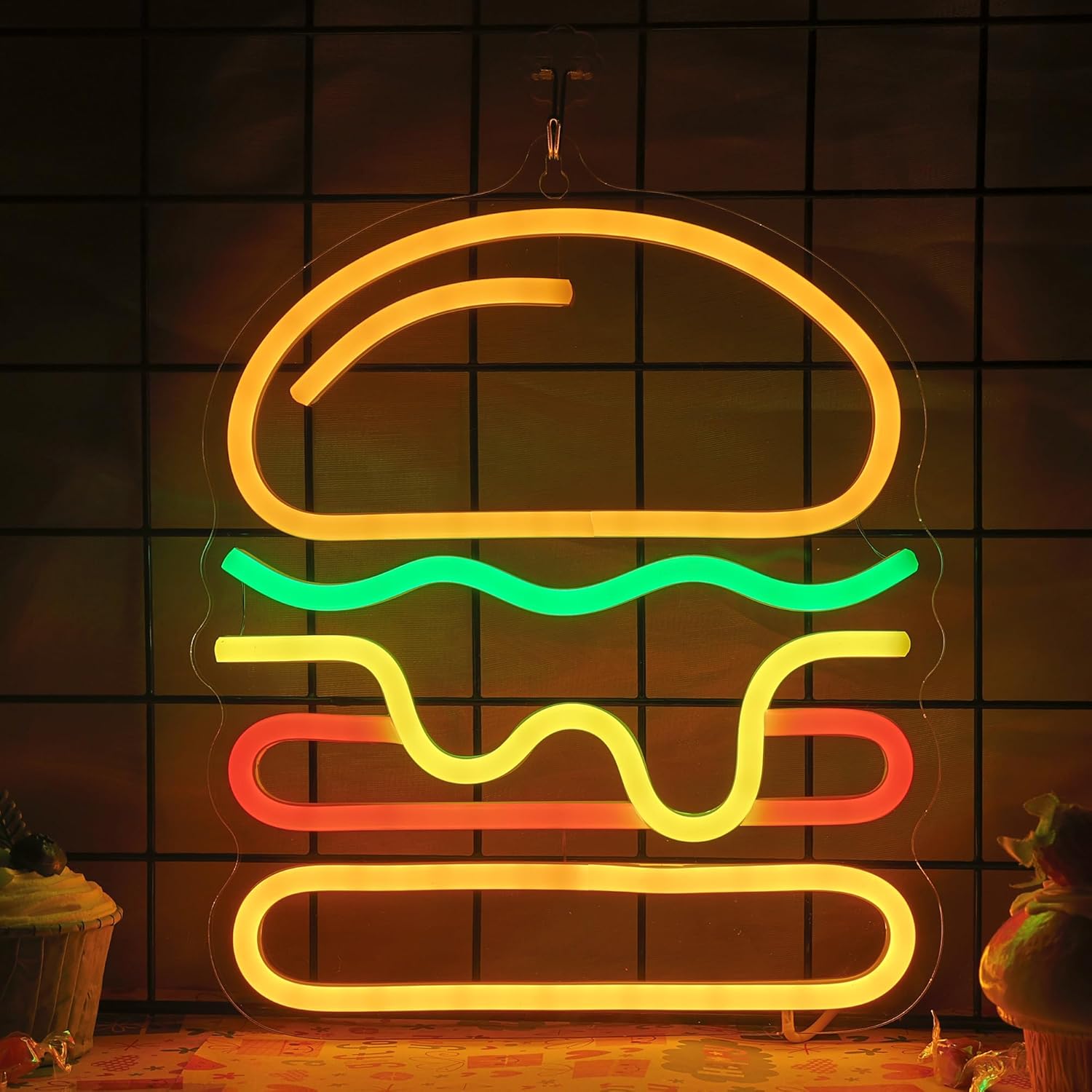 Burger Neon Sign with Layered  - đánh giá và giá Commercial Kitchen Light