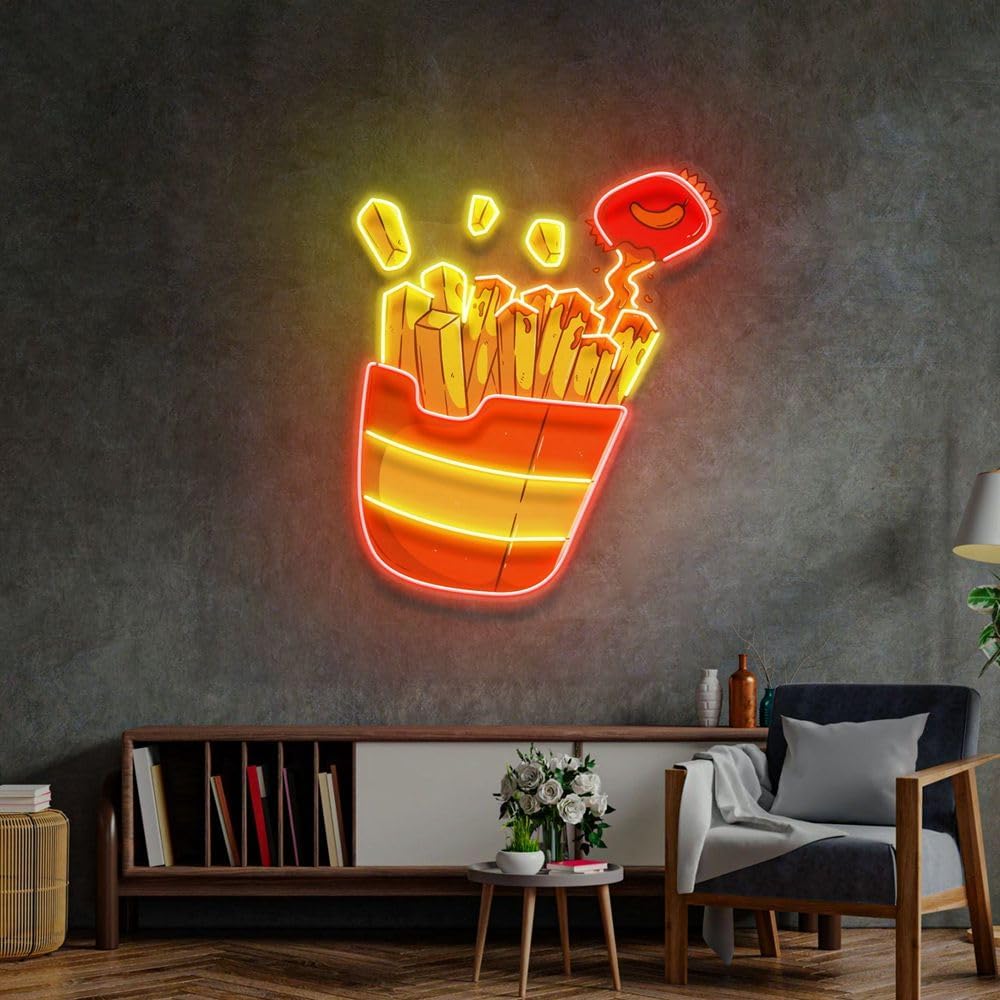 Custom French Fries Neon Sign  - đánh giá và giá Commercial Kitchen Light