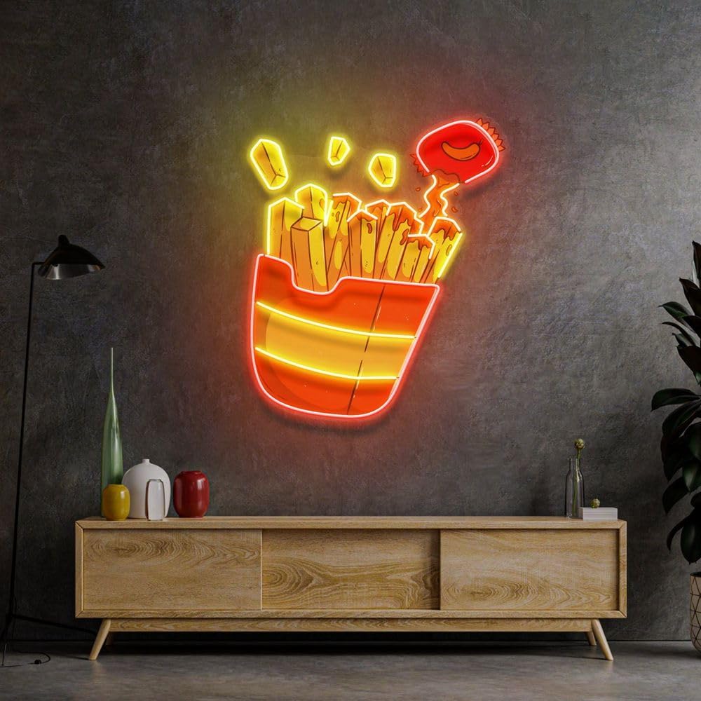 Custom French Fries Neon Sign  - đánh giá và giá Commercial Kitchen Light