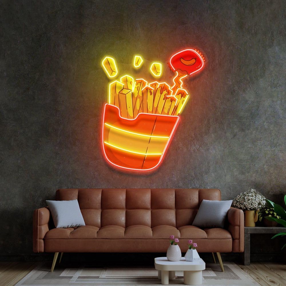 Custom French Fries Neon Sign  - đánh giá và giá Commercial Kitchen Light
