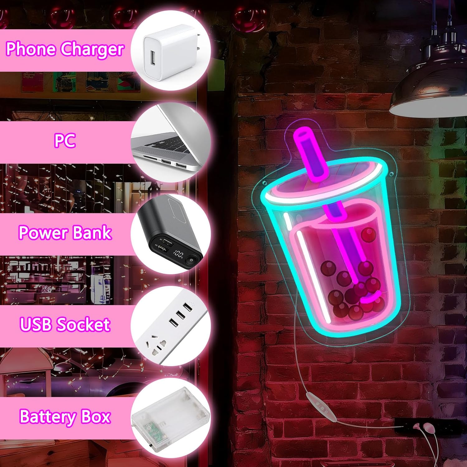 Bubble Tea Neon Sign USB Power - đánh giá và giá Commercial Kitchen Light